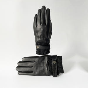 Gants d'hiver chauds en cuir noir pour hommes coupe-vent imperméable à l'eau écran tactile fonctionnalité décontracté cyclisme sport extérieur usage quotidien - Product Image 2