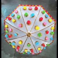 Parapluie en coton multicolore fait à la main avec des roses multicolores et des broderies Zari, parapluie pour mariage, fête, Hldi, décoration Mehendi