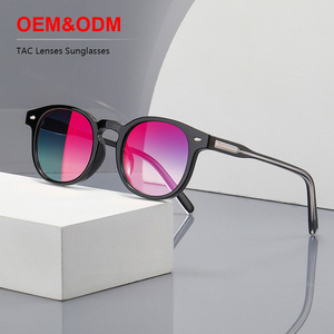 Lunettes de soleil ovales polarisées UV400 Sunray Colorful Film, lunettes de soleil de créateur pour femmes, lunettes rétro pour hommes, lunettes vintage épaisses et tendance - Product Image 1