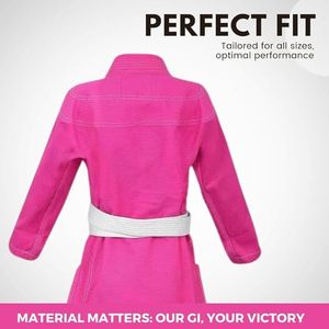 Kimono de Jiu Jitsu Brasileño para Mujer, Rosa, 350 g/m², Tejido Perlado, Ligero, Preencogido, Algodón, Logotipo Personalizado, Traje de Artes Marciales - Product Image 4