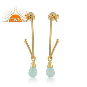 ต่างหูพลอยคาลซิโดนีธรรมชาติทำจากเงินสเตอร์ลิง925สินค้ามาใหม่ผู้ผลิตเครื่องประดับตามสั่ง - Product Image 3