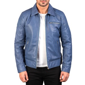 Vestes en cuir originales d'hiver décontractées pour hommes Manteau d'extérieur en cuir Veste d'hiver à fermeture éclair complète pour hommes - Product Image 1
