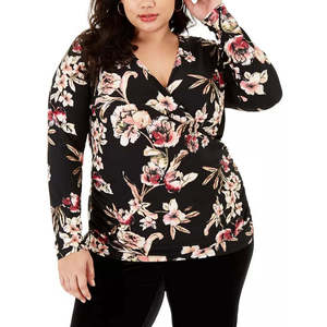 Top arricciato Stella da donna taglie forti di Rachel Roy in nero taglia 2X - Product Image 1