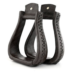 Meilleure vente Étriers d'équitation Western Étriers à cloche profonde en cuir robuste anti-dérapant Endurance Équitation Équipement équestre - Product Image 5