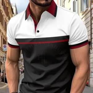 เสื้อโปโลกอล์ฟผู้ชายคุณภาพสูงเสื้อคอตตอน200gsm เสือปักลายหลวมทำจากโพลีเอสเตอร์ - Product Image 1