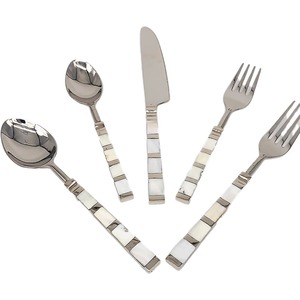 Juego Exclusivo de 5 Piezas de Cubiertos de Acero Inoxidable con Espejo, Cubiertos de Cuchara y Cuchillo de Metal de India 2k25 - Product Image 2