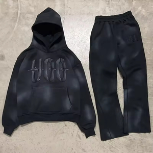 Conjunto de Sudadera con Capucha y Pantalones Deportivos Ajustados para Hombre, Tejidos en Punto para Otoño, con Diseño 3D y Efecto Desgastado por el Sol - Product Image 2