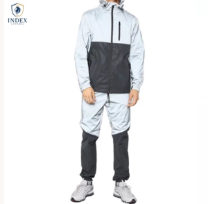 Ensemble de survêtement léger en polyester pour homme INDEX APPAREL, à manches longues, avec capuche et fermeture éclair, color block, style sportif, idéal pour le printemps - Product Image 1