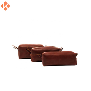 บุรุษที่กําหนดเองกันน้ําหนังแท้เดินทางแต่งหน้าล้างกระเป๋าถุงแป้งกระเป๋าเครื่องสําอางสําหรับผู้ชาย - Product Image 2