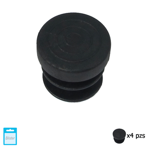Tappo interno rotondo nero da 16 mm. Confezione blister da 4 pezzi. - Product Image 1