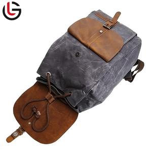 Classic Waxed Canvas <b>Backpack</b> with <b>Roll</b> <b>Top</b> Design for Casual Work or Outdoor Activities - Product Image 5