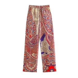 Impression florale multicolore braguette à glissière pleine longueur décontracté à la mode nouveauté grande taille Style populaire pantalon/pantalon pour femmes - Product Image 2