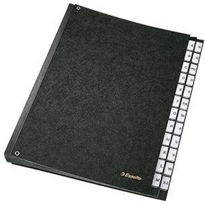 Organizador de Escritorio Esselte de 24 Compartimentos A4 A-Z, Cartón Gris con Revestimiento de Película de Polipropileno Negro - Product Image 1