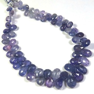 ลูกแพร์ Tanzanite เหลี่ยมเพชรพลอยธรรมชาติ7.5-12มม. 9 "ลูกปัดพลอยแทนซาไนต์แอฟริกัน - Product Image 1