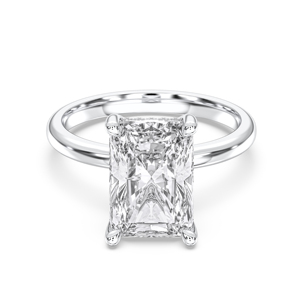 Anillo de compromiso de diamantes de moissanita de 5,17 quilates de corte radiante y redondo de quilates, hecho en plata para mujer - Product Image 6