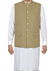 Gilet en toile de couleur unie fabriqué au Pakistan par un fabricant professionnel pour hommes, vêtement d'extérieur pour mariage et fête à prix avantageux - Product Image 1