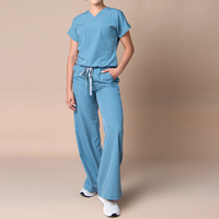 YUHONG – Nouveaux ensembles de tenues médicales confortables et élégants pour femmes, col en V, manches courtes, pantalon large, pour hôpital
