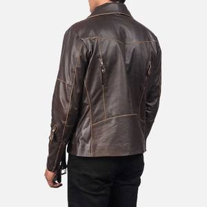 Chaqueta de Cuero Genuino para Hombre, Corte Ajustado, Estilo Motero, Invierno, Impermeable, Resistente al Viento, Personalizable con Marca, Suministro al por Mayor, Etiqueta Privada - Product Image 5