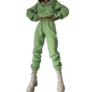 Chándal de algodón 100% de alta calidad para mujer, ropa deportiva de invierno OEM ODM, recién llegado, conjuntos cómodos de estilo sólido de talla grande - Product Image 1