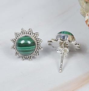 Pendientes de gancho de piedras preciosas de Plata de Ley 925 de malaquita verde, pendiente elegante, joyería hecha a mano, regalo para ella, pendiente de piedra, joyería - Product Image 3