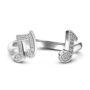 Jeulia <b>Adjustable</b> Rose Gold Plated <b>Sterling</b> <b>Silver</b> Music Note Cluster <b>Ring</b> - Product Image 1