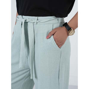 ENAPAY High Waist Regular Fit Custom logo Woven Trouser with Wide Leg Breathable <b>Summer</b> <b>Pant</b> Style - Product Image 4