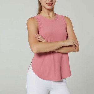 2024 camiseta sin mangas de punto personalizada para mujer para Fitness Sexy & Casual Crop Top en Color liso señoras gimnasio deporte chaleco Fitness Wear - Product Image 1