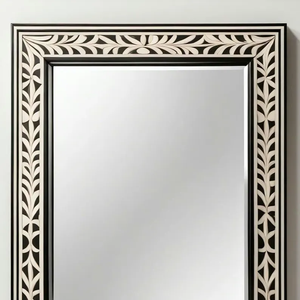 Modern Luxury Handcrafted Eco-Friendly Bone Wall Mirror with <b>Illumination</b> Bathroom Decor Statement Piece by Crescent Crafts - Product Image 2