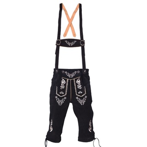 Shorts bavarois en daim pour hommes, brodés, respirants, coupe-vent, écologiques, taille mi-haute, style Trachten, pour l'Oktoberfest - Product Image 2