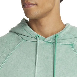 Usine de haute qualité Patch personnalisé point de travail coton Polyester pull vierge surdimensionné lavage à l'acide déchiré ourlet brut sweats à capuche - Product Image 3