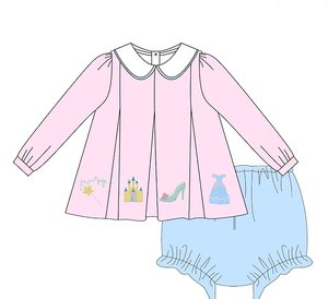 Kale nakış kız Smock giyim setleri OEM fırfır yüksek topuklu uzun kollu pantolon ile kardeş yürümeye başlayan gün giymek için kıyafetler - Product Image 2