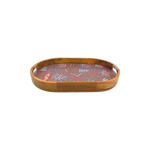 Meilleur vendeur WIK Grand plateau décoratif ovale en batik, plateau de service et de présentation fait à la main en provenance d'Indonésie, modèle traditionnel WIK-EHBCA - Product Image 2