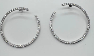 Boucles d'oreilles diamant Moissanite blanche de forme ronde en argent 925 - Product Image 4