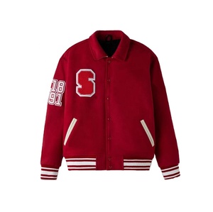 Veste d'hiver universitaire pour homme avec logo personnalisé, vente en gros, tailles plus, style uni, veste varsity en laine méltone personnalisée pour homme - Product Image 1
