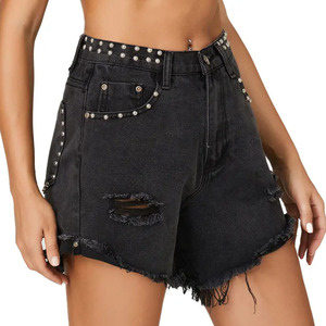 Pantalones de mezclilla personalizados de talla grande con remaches de cintura alta para mujer - Product Image 3