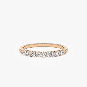 Luxury Solid Gold 9 Stone Basket Setting Natural <b>Diamond</b> Wedding Ring 0.33ctw 14k Rose Gold Daily Wear Minimalist Fine <b>Jewelry</b> - Product Image 5