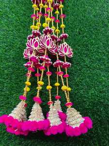 ที่แขวนผนังลายดอกบัว MDF พร้อมพู่ปอมปอมปอมปอมปอมปอมปอมปอมมีพู่-ฉากหลังตกแต่งสำหรับดิวาลีวัดตกแต่งงานแต่งงานของอินเดีย - Product Image 6