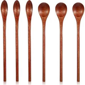Cuchara mezcladora de madera de mango largo personalizada, cucharas de sopa de madera largas para cocinar y revolver disponibles a bajo precio - Product Image 2