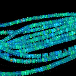 Paraiba bleu opale lisse Rondelle perles éthiopienne Welo opale bijoux bijoux faits à la main 16 pouces véritable qualité naturel 3-5 MM - Product Image 5