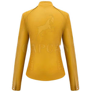 High Quality Custom Color Women's Leather Jackets Long Sleeve Everyday Wear with Stand Collar Cotton Filling for Winter Season - Product Image 2