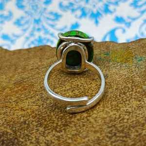 Bague de mariage en argent sterling 925 faite à la main dernière conception vert cuivre turquoise pierre précieuse forme ovale lunette réglage pour les fêtes - Product Image 4