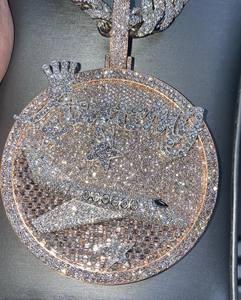 Colgante de diamante de moissanita de plata 925, collar con nombre personalizado, joyería redonda de Hip Hop con amuleto helado, regalo de cumpleaños - Product Image 2