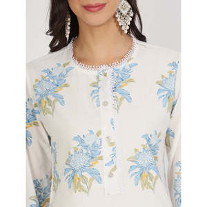 ชุดเสื้อผ้าสองชิ้นผ้าคอตตอนพิมพ์ลายดอกไม้จาก Divena สำหรับกางเกงขาสั้นสีขาวยาวเหนือเข่า XS ถึง XL ขนาดต่างๆสำหรับโอกาสต่างๆ - Product Image 2