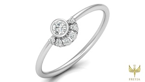 Bague de mariage en diamant art déco coupe ronde en or jaune 14 carats bague de fiançailles anniversaire de fournisseurs vermeil d'éternité - Product Image 5