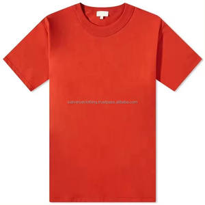 T-shirts en coton rouge uni pour hommes, coupe classique, personnalisables, vente en gros, été, doux, décontractés, manches courtes, t-shirts vierges de qualité supérieure pour hommes - Product Image 5