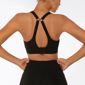 Soutiens-gorge de sport athlétiques sans coutures à maintien élevé pour femmes, avec logo personnalisé, élastiques, antichoc, respirants et extensibles dans quatre directions - Product Image 2