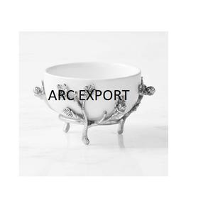 Beau verre blanc de luxe en métal avec support de style design fantaisie standard argenté pour bols de service d'ustensiles de cuisine au prix le plus bas - Product Image 3