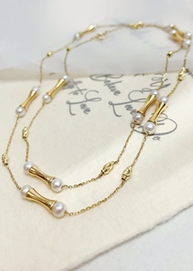 Collana Certificata Lerca con Coda di <span class=keywords><strong>Sirena</strong></span> in Oro 18k Au750, Perla Naturale d'Acqua Dolce Bianca Personalizzata, Catena <span class=keywords><strong>da</strong></span> 60cm per Donna - Product Image 4