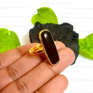 Diseño clásico Ónix negro 8x25mm Forma de cojín Plata de Ley 925 Eternity Vermeil 18K Chapado en oro Anillo de mujer Joyería fina - Product Image 1