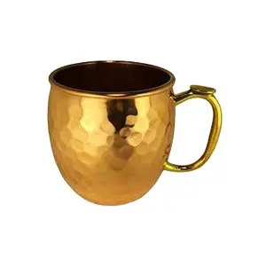 แก้วมักขนาดเล็กชุบทองมอสโกมิวล์หูหิ้วทำจากทองแดงบริสุทธิ์มีด้ามจับดีไซน์แบบใช้ค้อนไม่เหมือนใคร